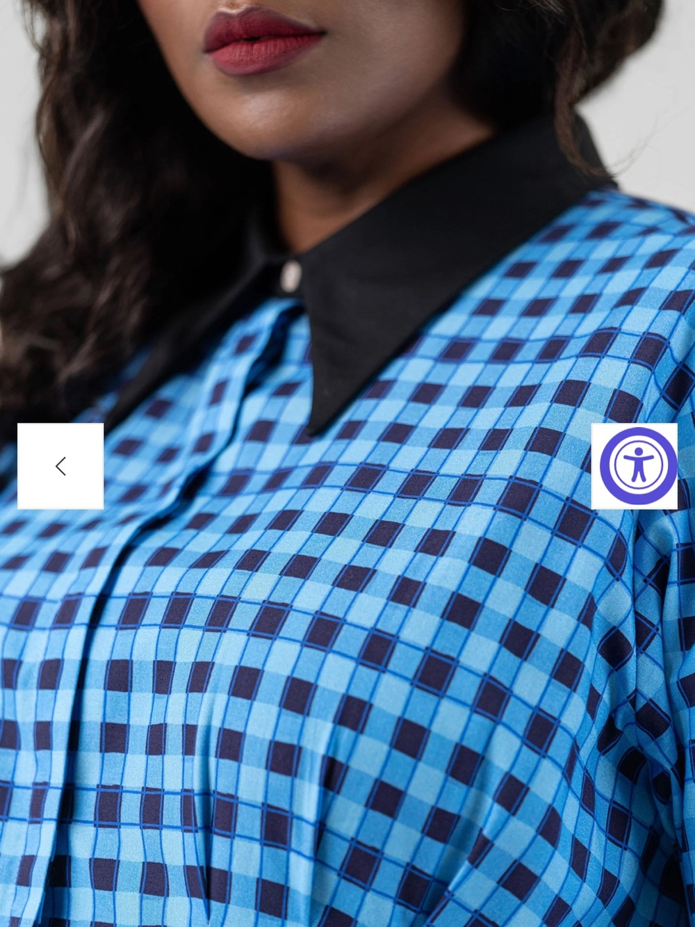 NWT De Loreta blue and black gingham drop waist 100% cotton midi dress, size 2X - Picture 2 of 7